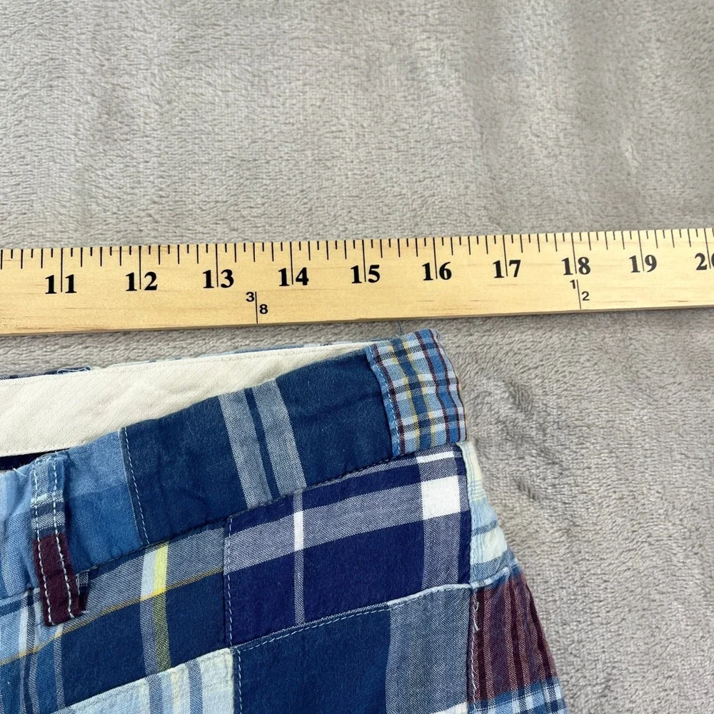 Polo Ralph Lauren Patchwork Shorts 34 Blue Plaid Cotton Collegiate Ivy League